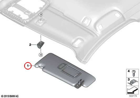 Parasoli a destra senza etichetta OEM 51169483206 per BMW F44. BMW originale.