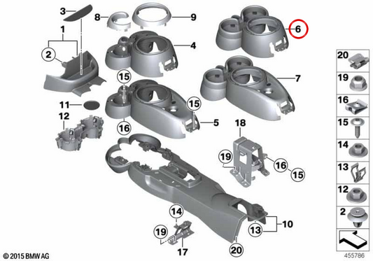 Guarnição do console central dianteiro OEM 51169811185 para MINI Countryman R60, Paceman R61. MINI originais.