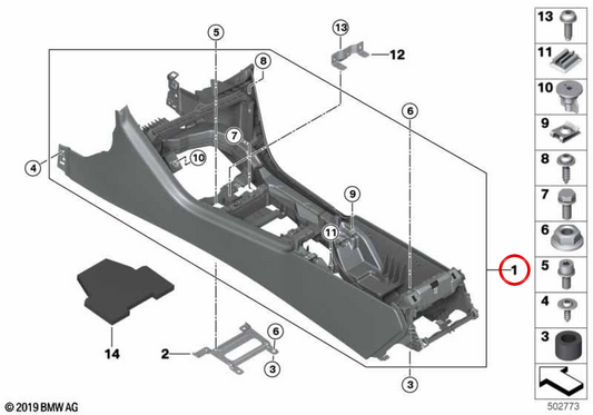 Consola central OEM 51169865192 para BMW F92, F93, G14, G15, G16. Original BMW.