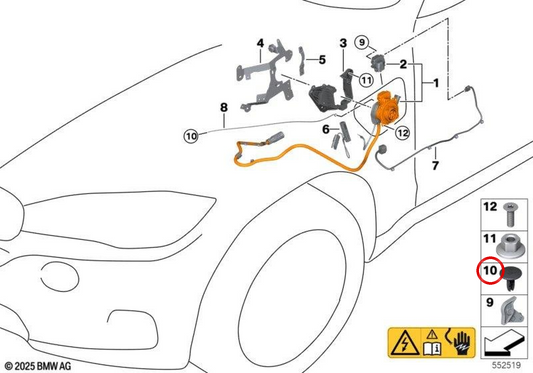 Emergency button OEM 51177355662 for BMW F45, F30, G11, G12, F15, I3 (I01), I8 (I12, I15). Original BMW.