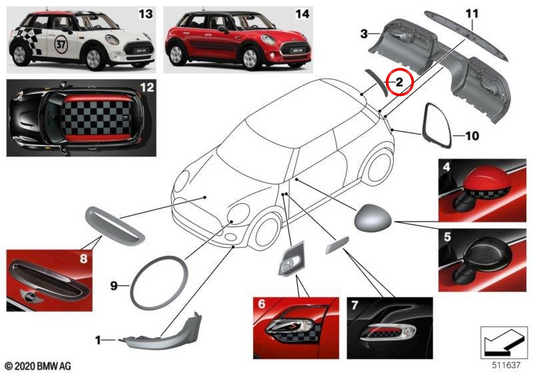 Matte black rear spoiler OEM 51192339041 for MINI F56, F56 BEV, F56 LCI, F55... and more. Original MINI.
