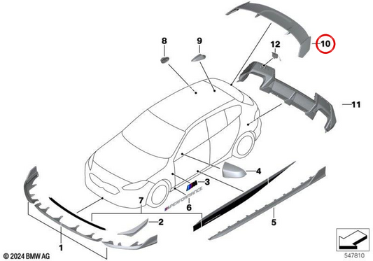 MA Performance Spoiler OEL 51192462543 pour BMW F40, F70. BMW d'origine.