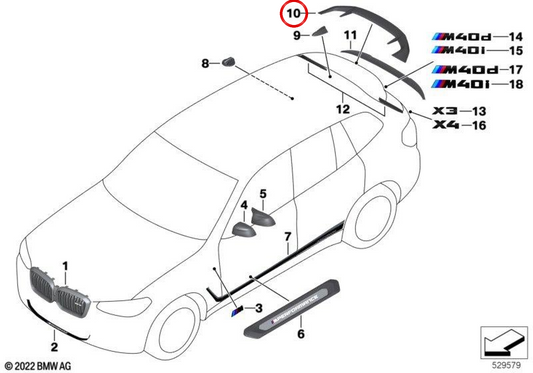 Rear spoile M Black Black Performance OEM 51192464329 For BMW X3 {G01, G01N, G08, G08E, G08F, G08N}. Aesthetic and aerodynamic improvement. Original BMW.
