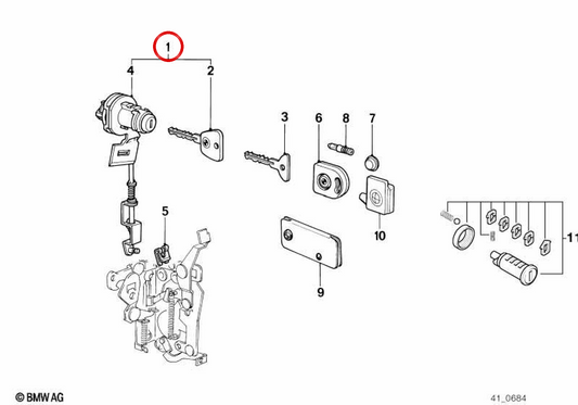 Tasto destro OEM 51211881440 per BMW E23. BMW originale.