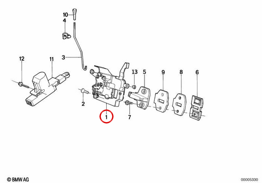 OEM 5121908721 Chiusura della porta d'ingresso sinistra per BMW E32. BMW originale.
