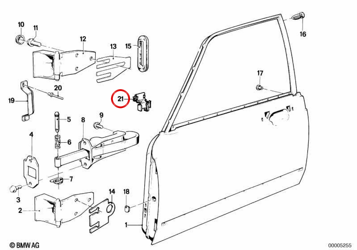 Clipe de fixação OEM 51211925899 para BMW E21, E12, E28, E23. BMW genuíno.