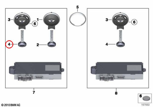 Chave de inserção do OEM 51212756061 para mini R56, R55, R57, R58, R59, R60, R61 ... e muito mais. Mini original.