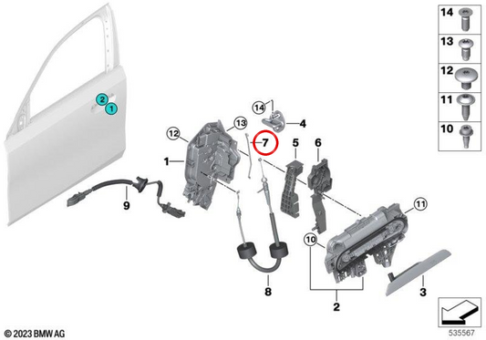 OEM linke Verriegelungsstange 51215A08A95 für BMW 5er G60, G68, G90, G61, G99. Original BMW.