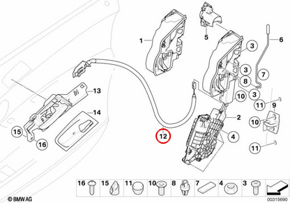 Cavo Bowden OEM 51217137079 per BMW E70, E71, E72. BMW originale.
