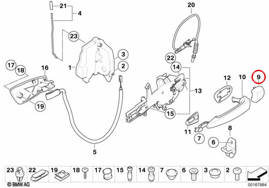 Cubierta interior de puerta derecha OEM 51217161410 para BMW E81, E82, E87, E88. Original BMW.