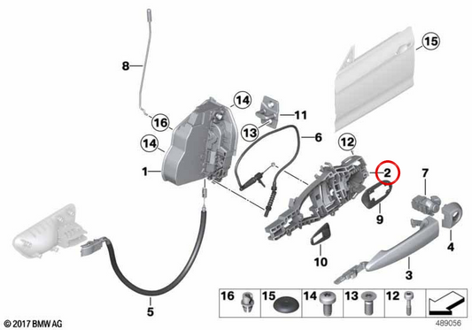 Manilla exterior puerta delantera derecha OEM 51217329130 para BMW F34. Original BMW.