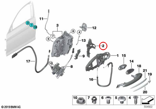 Soporte de montaje delantero izquierdo OEM 51217339476 para BMW F90, G30, G31, G38. Original BMW.
