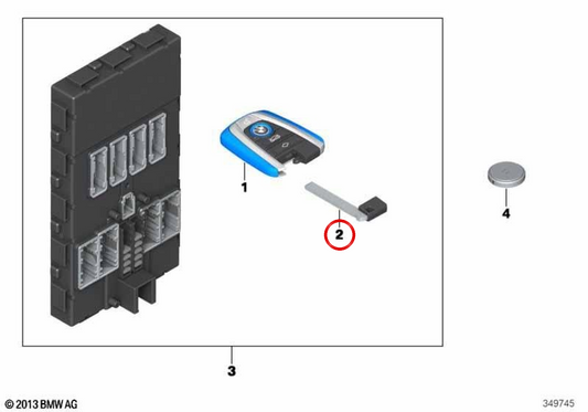 OEM -Einfügungsschlüssel 51217393289 für BMW I3 I01, I01N, I8 I12, I12N, I15. Originaler BMW Ersatz.