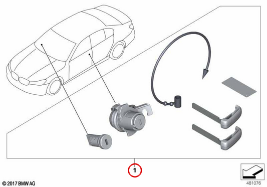Game di chiusura codificato 51217407997 per BMW G11, G12. BMW originale.