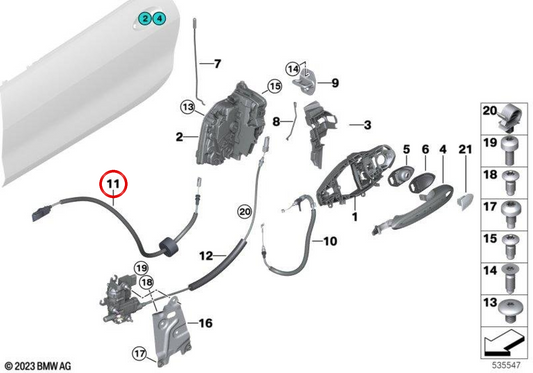 OEM 51217428531 Vordertüröffnungskabel für BMW F91, F92, G14, G15. Original BMW.
