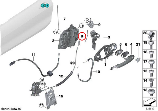 OEM 51217428539 Linksabschließungsstange für BMW F93, G16 (M8, 840d, 840i, Alpina B8, M850i). Original BMW Stück.
