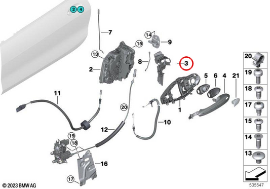 OEM 51217428542 Rechts vorderer Adapter für BMW F91, F92, G14, G15. Original BMW.