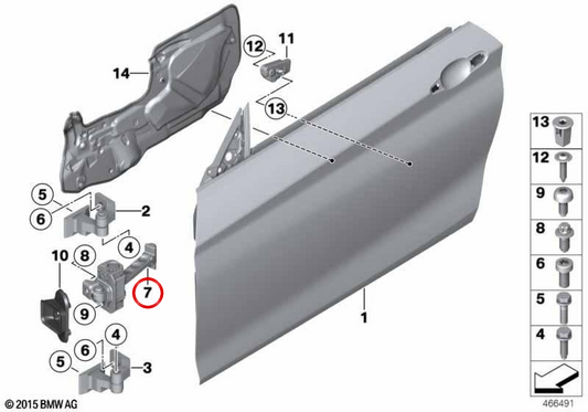 OMB de porte d'entrée droite 5121746724 pour BMW F34. BMW d'origine.