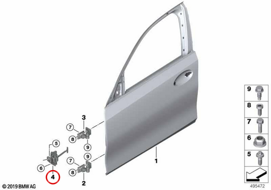 Vordertürstut 51217447993 für BMW F40, F70, F44. Original BMW.
