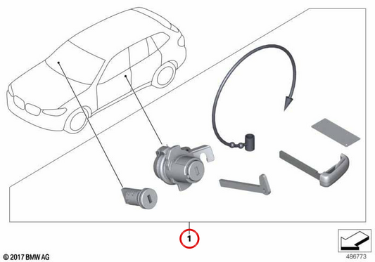 Bloqueio com codificação OEM 51217449950 para BMW G01, G08, F97, G02, F98. BMW genuíno.