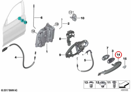 Left External Manilla OEM 51217470535 for BMW G01, G08, G02. Original BMW.