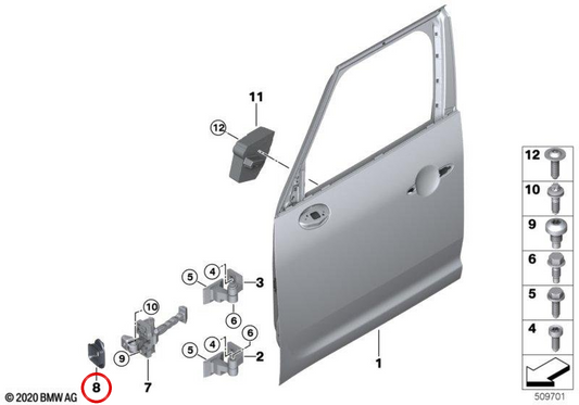 Türdichtung vorne rechts OEM 51217483954 für MINI Countryman F60, F60 LCI. Originaler MINI.