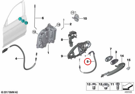 Bowden MANETA EXTERIOR TOR OEM 51217931207 für BMW G01, G08, F97, G02, F98. Original BMW.