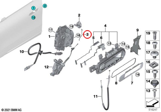 Bar de fermeture droite OEM 51217932176 pour BMW I20. BMW d'origine.