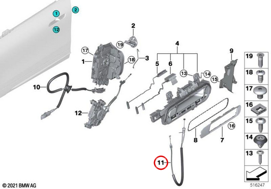 Cavo di apertura di apertura OEM 51217932179 per BMW I3 (I01). BMW originale.