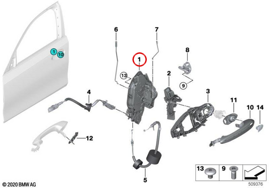 OEM Right Door Lock 51217956148 für BMW F40, F44, U06, G20, G22, G23, G82, G83. Original BMW.