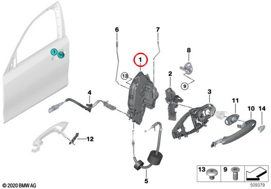 Cerradura de puerta izquierda OEM 51217956149 para BMW F40, F44, G20, G22, G23, G82, G83. Original BMW.