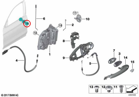 Alça externa direita pintada OEM 51218089700 para BMW G01, G08, G02. BMW genuíno.