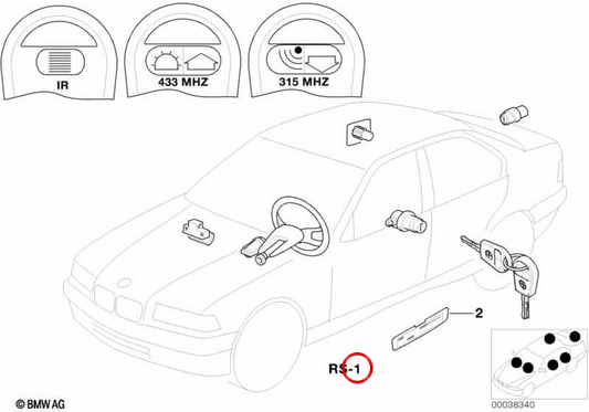 OEM Central Lock Repair Kit 51218118146 für BMW E31. Original BMW.