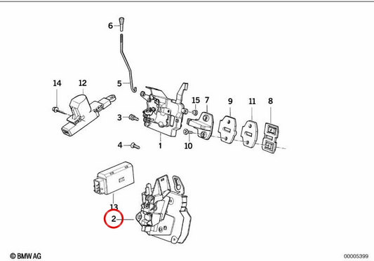 Trava da porta dianteira direita OEM 51218168924 para BMW E34. BMW genuíno.