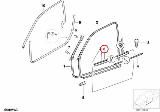 La finestra di destra interna della finestra OEM 51218201064 per BMW E36. BMW originale.