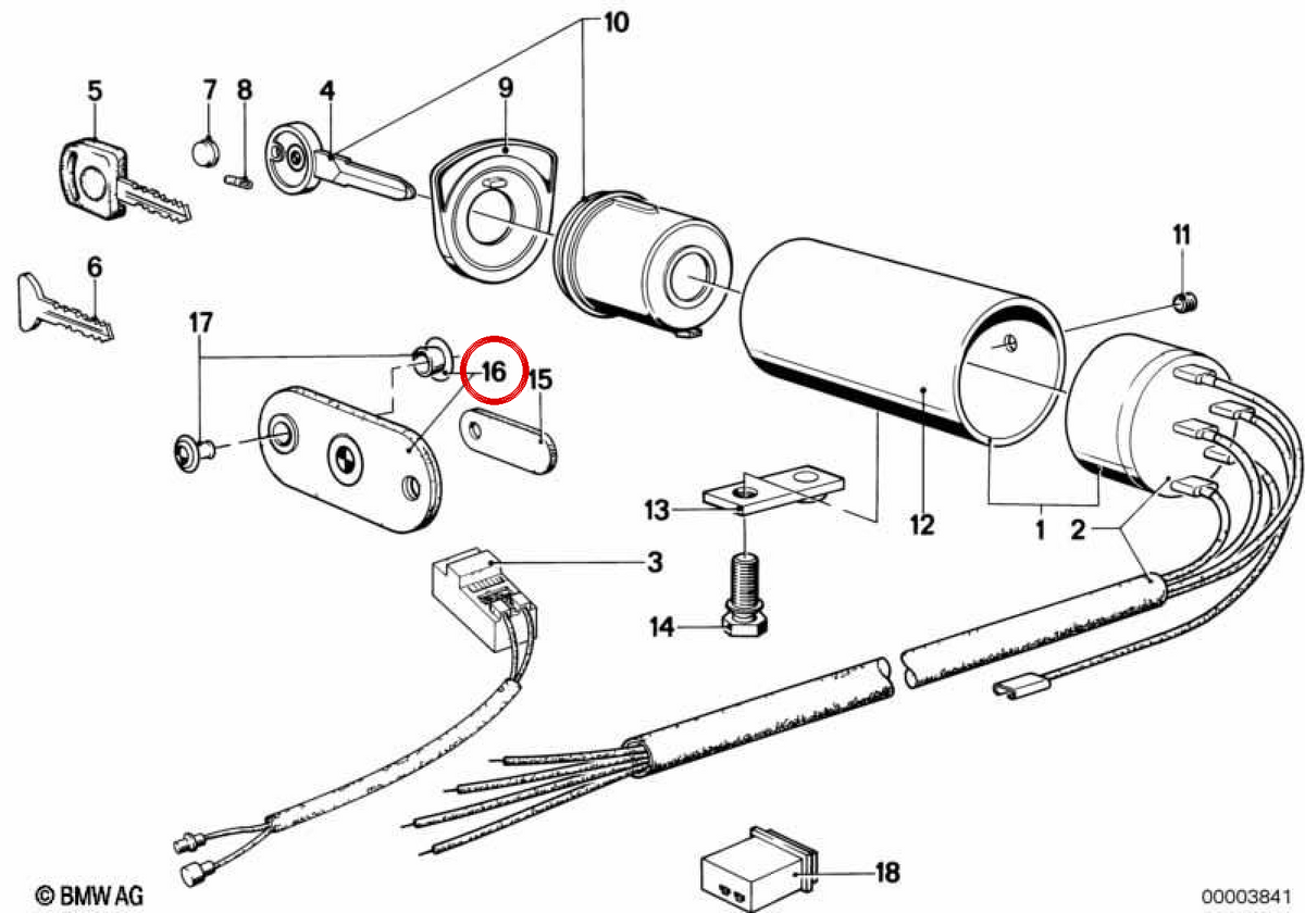 OEM 51218213607 Clé de BMW E21, E30, E36, E46, E12, E28, E34, E39, E24, E23, E32, E38, E31, E53, Z1, Z3. BMW d'origine.