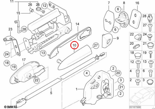 Out Manilla Door droite OEM 51218232140 pour BMW E52. BMW d'origine.