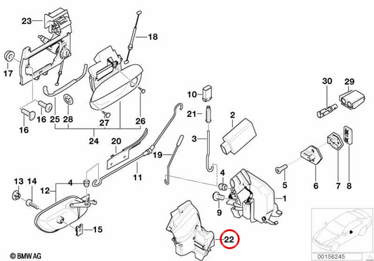 Rechte Schlossabdeckung OEM 51218235164 für BMW E39. Original BMW.