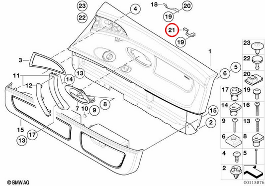 Soporte de empuñadura interior de puerta izquierda inferior OEM 51218264221 para BMW Z8 E52. Original BMW.