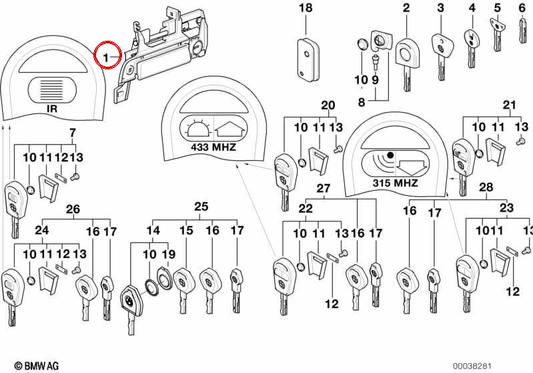 Left Exterior Door Handle OEM 51218400193 for BMW E36, Z3. Original BMW.