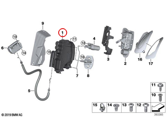 Lock della porta destra OEM 51218497870 per BMW I15. BMW originale.