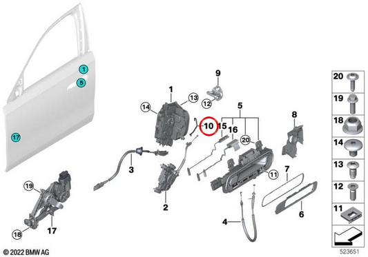 Barra di bloccaggio OEM 51219451849 per BMW G70. BMW originale.