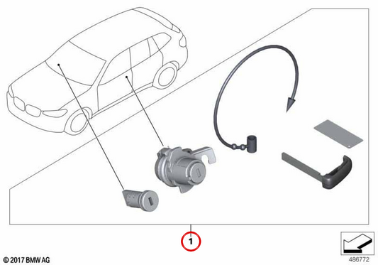Conjunto de fechadura com codificação OEM 51219880280 para BMW F40, F44. BMW genuíno.