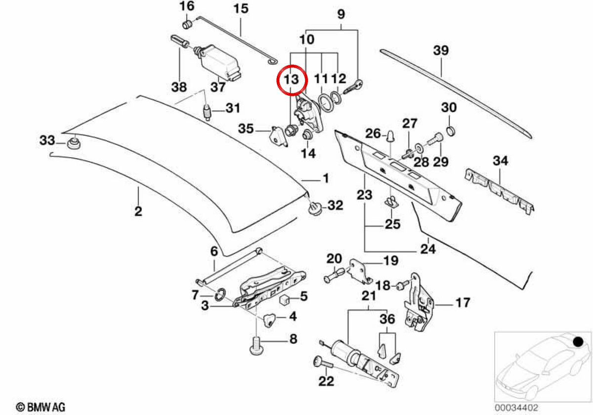 Serrure de tringlerie OEM 51221817032 pour MINI F56, F55, Clubman F54, Cabrio F57... et plus encore. MINI d'origine.