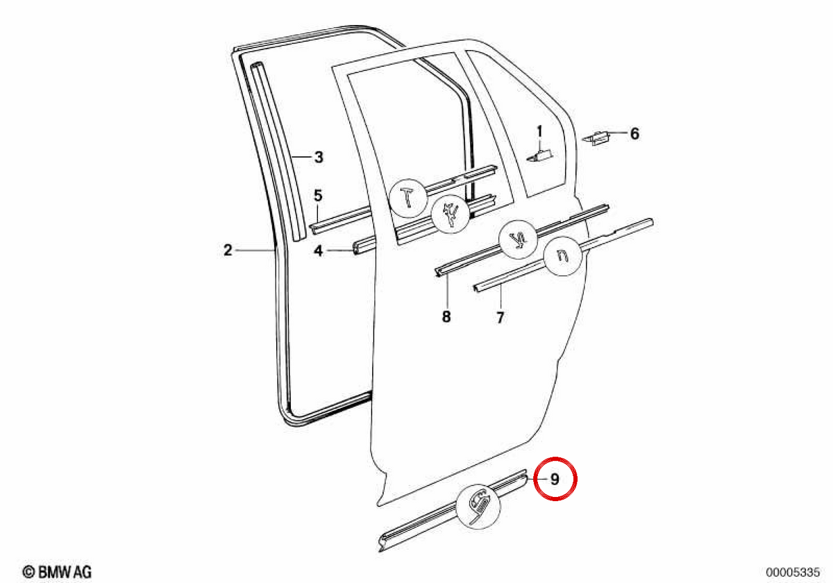 Cubierta izquierda OEM 51221928043 para BMW E32. Original BMW.