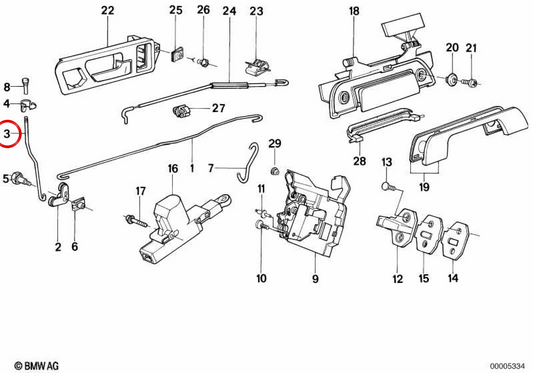 Varilla de accionamiento derecha OEM 51221938882 para BMW E32. Original BMW.