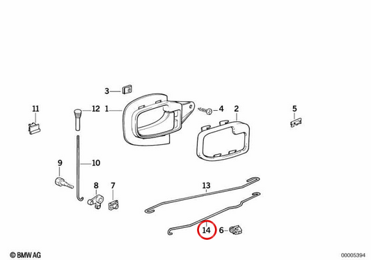 Asta di apertura destra 51221977618 per BMW E36. BMW originale.