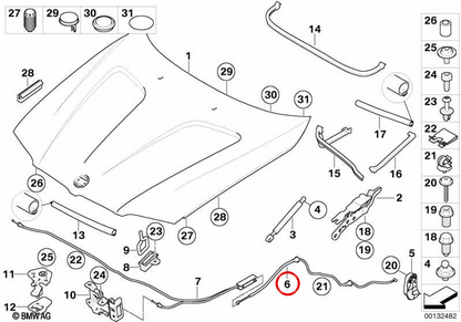 OM opening cable 51223434832 for BMW E83. Original BMW.