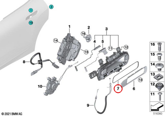 EVELOLECEDORA BOARD RIGHT REAR DOOR OEM 51225A33F84 FOR BMW IX (I20). Original BMW.