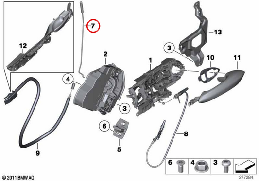 Haste de transmissão esquerda OEM 51227197795 para BMW F07. BMW genuíno.